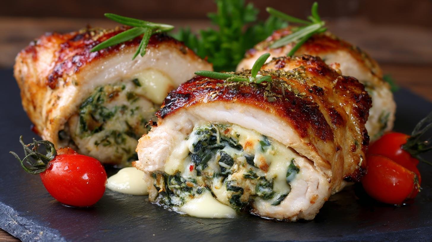 Kuřecí rolky se špenátem a sýrem jako lehká večeře, ze které bude muž nadšený. Ingredience a rychlý postup