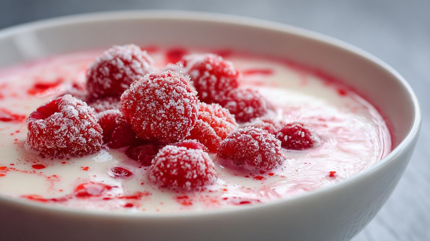 Malinová krémová mísa s mlékem a cukrem bez složitostí. Proč tahle kombinace funguje