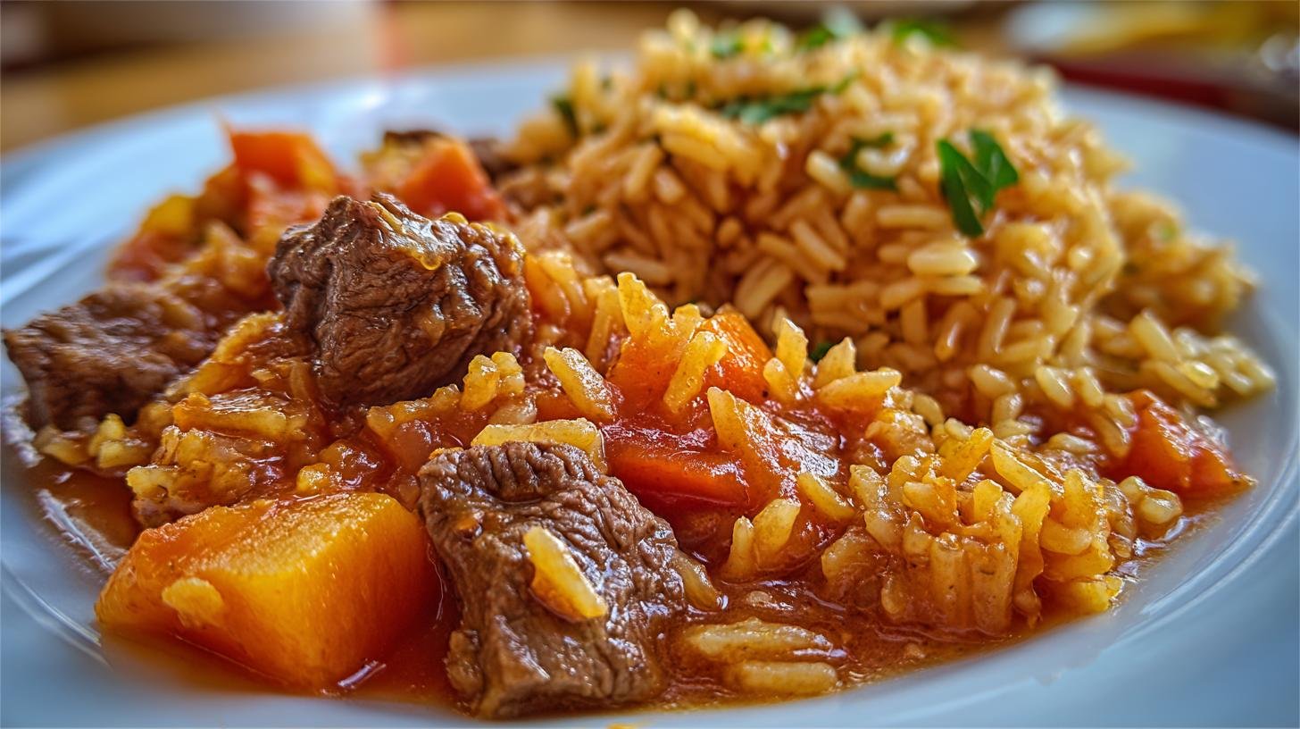 Rajská omáčka s hovězím masem, rýží a kořenovou zeleninou. Proč toto jídlo funguje