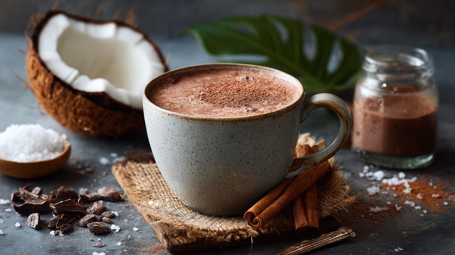 Horká čokoláda kakao, skořice a kokosové mléko bez námahy. Tajemství dokonalé textury