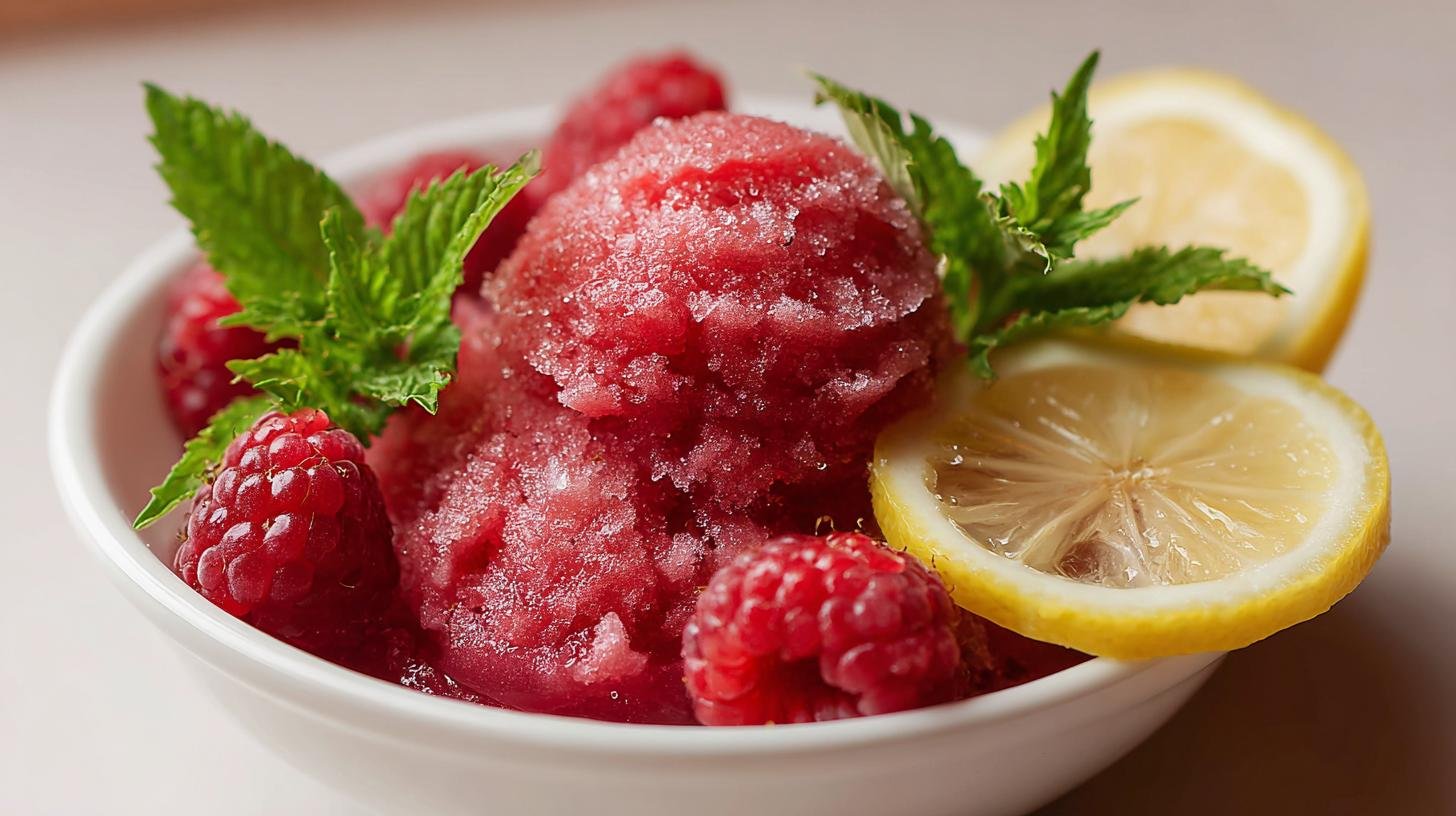 Ovocný sorbet z malin, citronu a třtinového cukru bez mléka. Proč si ho udělat doma