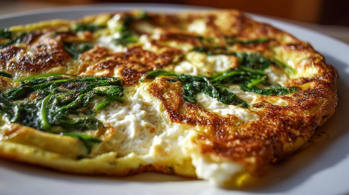 Rychlá špenátová omeleta s tvarohem a moukou bez chyb