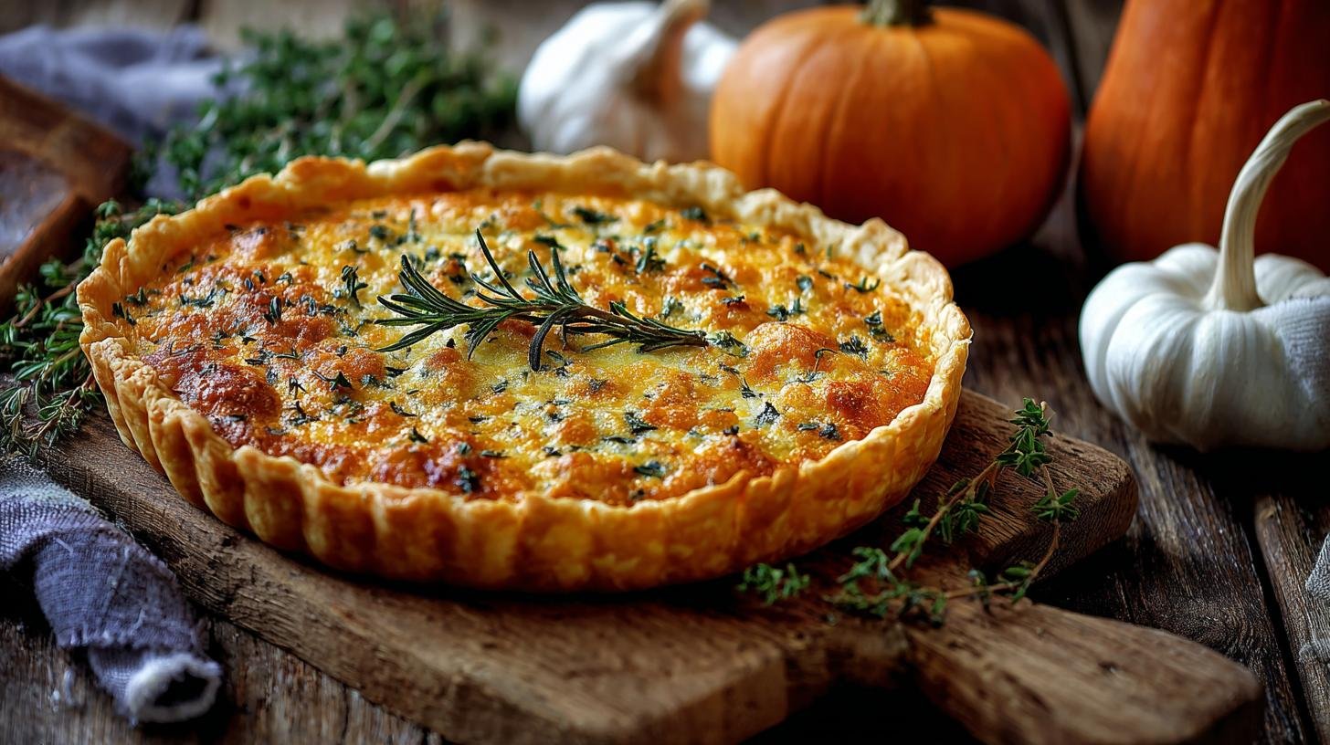 Slaný koláč s dýní: dýně, rozmarýn a máslové těsto na podzimní pečení. Ingredience a rychlý přehled