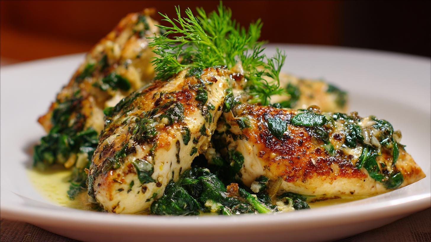 Dietní kuřecí prsa se špenátem, česnekem a olivovým olejem. Rychlý postup krok za krokem