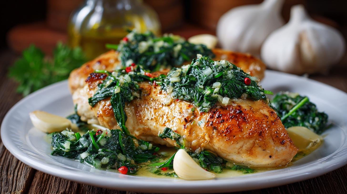 Dietní kuřecí prsa se špenátem, česnekem a olivovým olejem. Tipy pro úsporu a drobné tajné kousky