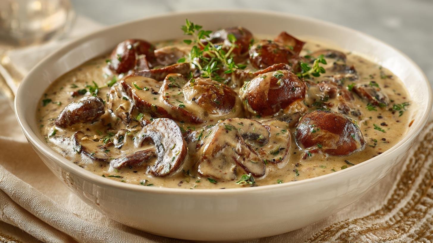 Houbová omáčka z žampionů a smetany, která chutná jako z chaty