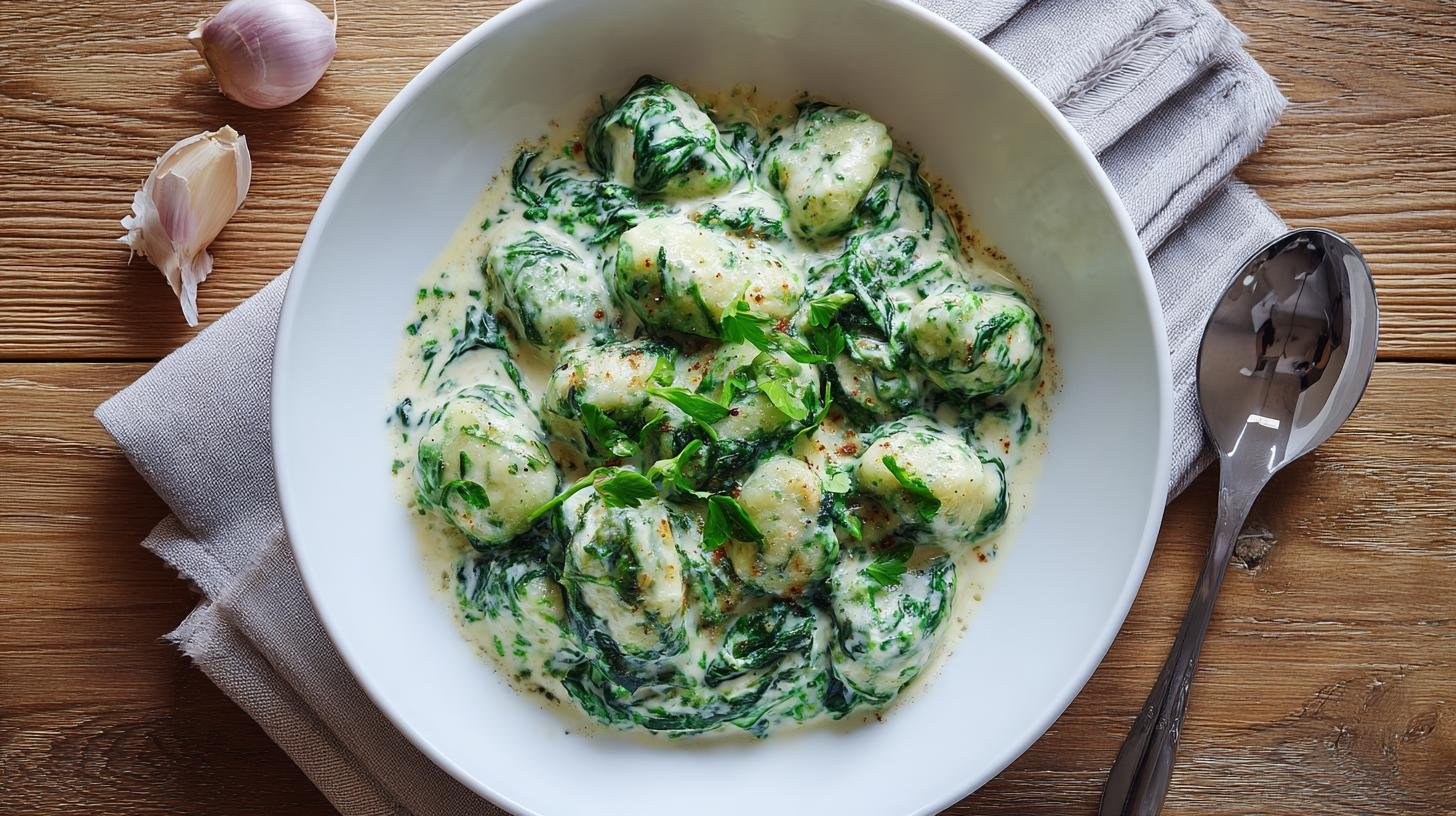 Krémové špenátové noky s moukou a smetanou jako rychlý oběd. Časová orientace