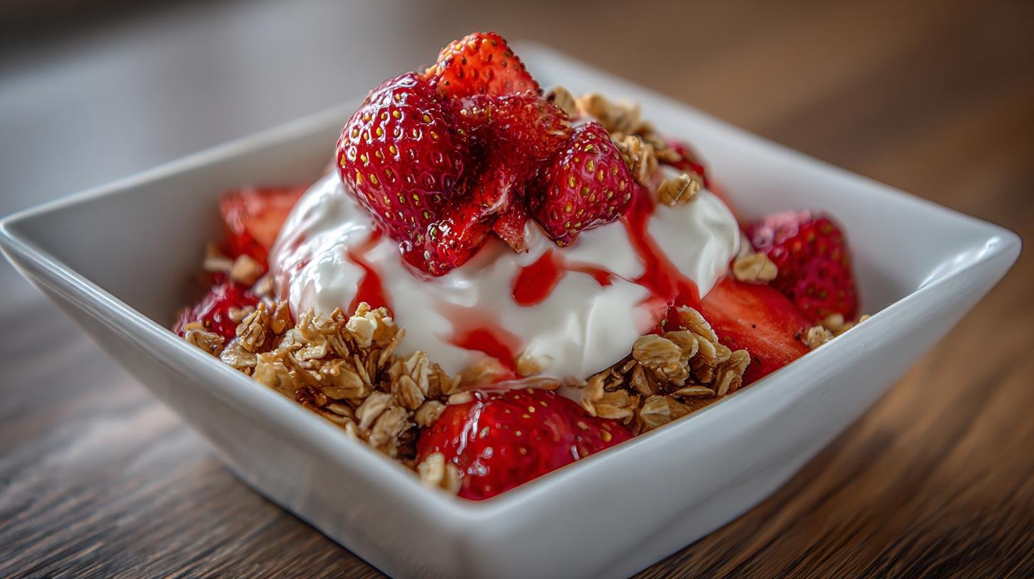 Jahody, řecký jogurt a granola – sladké ráno, které zasytí. Jednoduchý recept na jednu porci