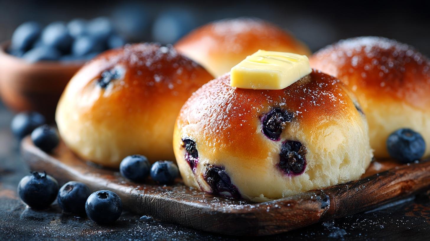 Jemné snídaňové bulky s borůvkami a máslem bez komplikací