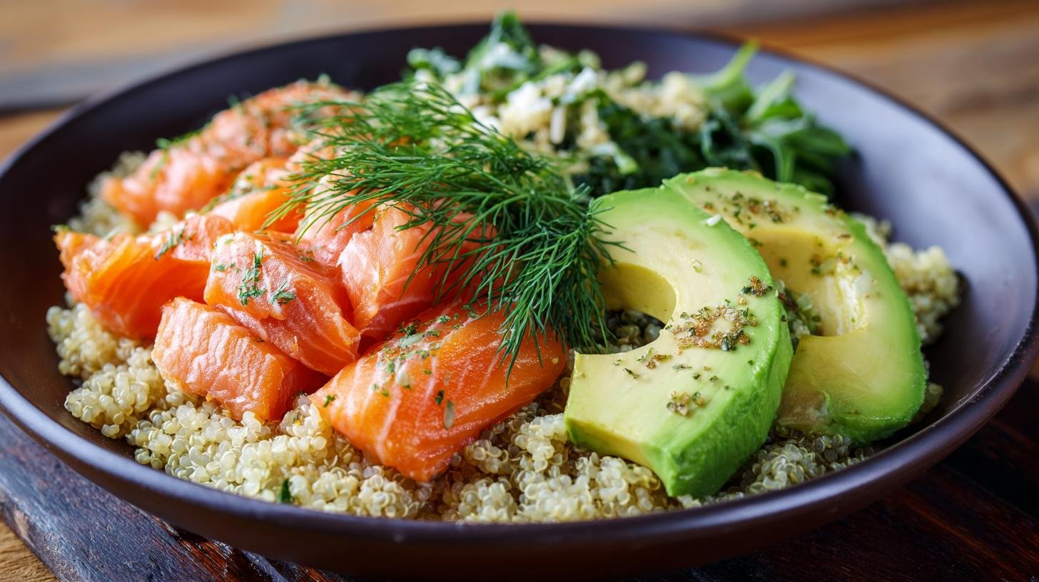 Quinoa, avokádo a losos – dokonalá kombinace pro zdravý oběd. Proč tato kombinace funguje