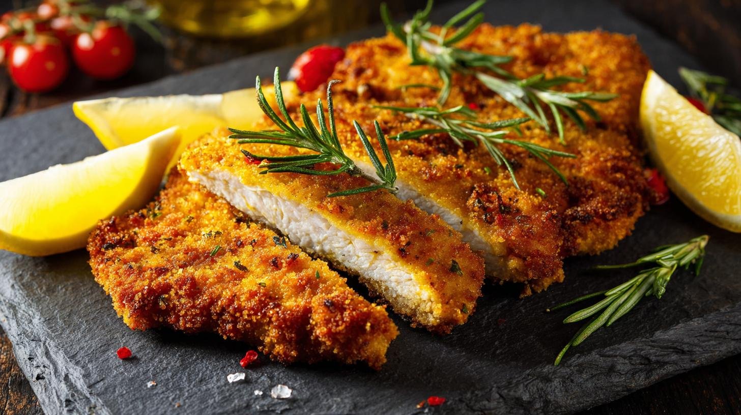 Kuřecí řízky v troubě bez smažení – lehčí verze oblíbeného jídla. Ingredience