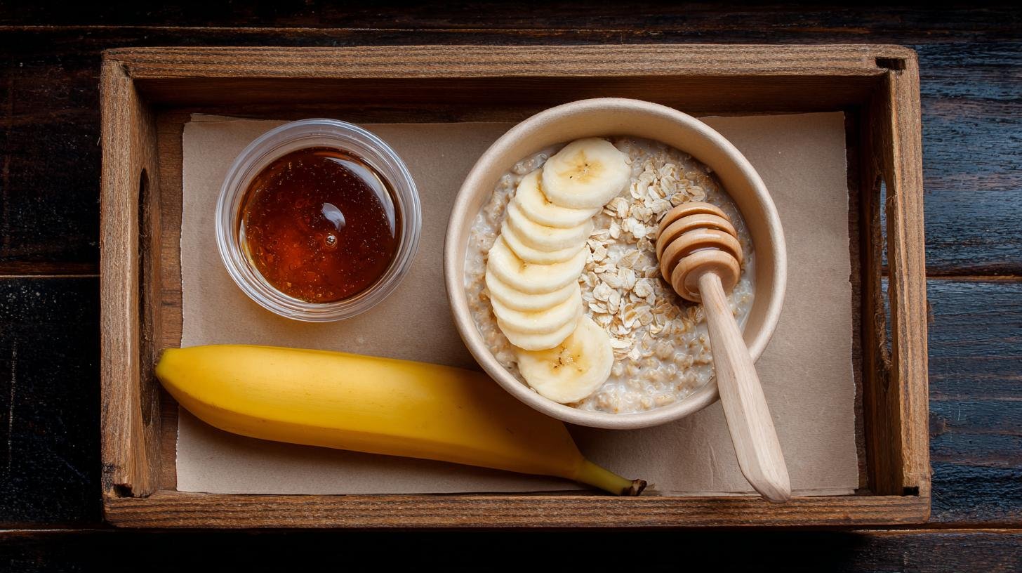 Snídaně na cestu: ovesné vločky, banán a med v krabičce. Proč to funguje