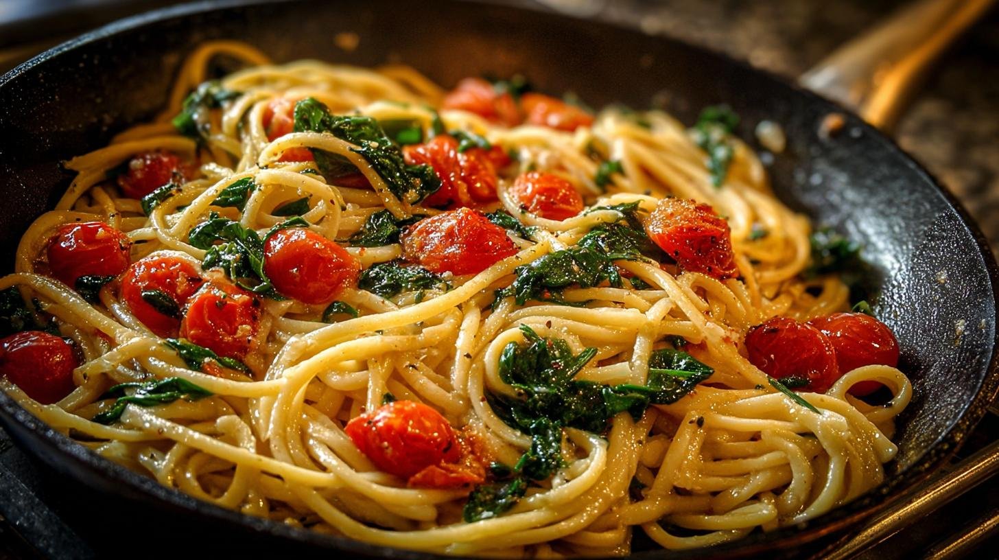 Tajemství rychlých těstovin s rajčaty, česnekem a olivovým olejem