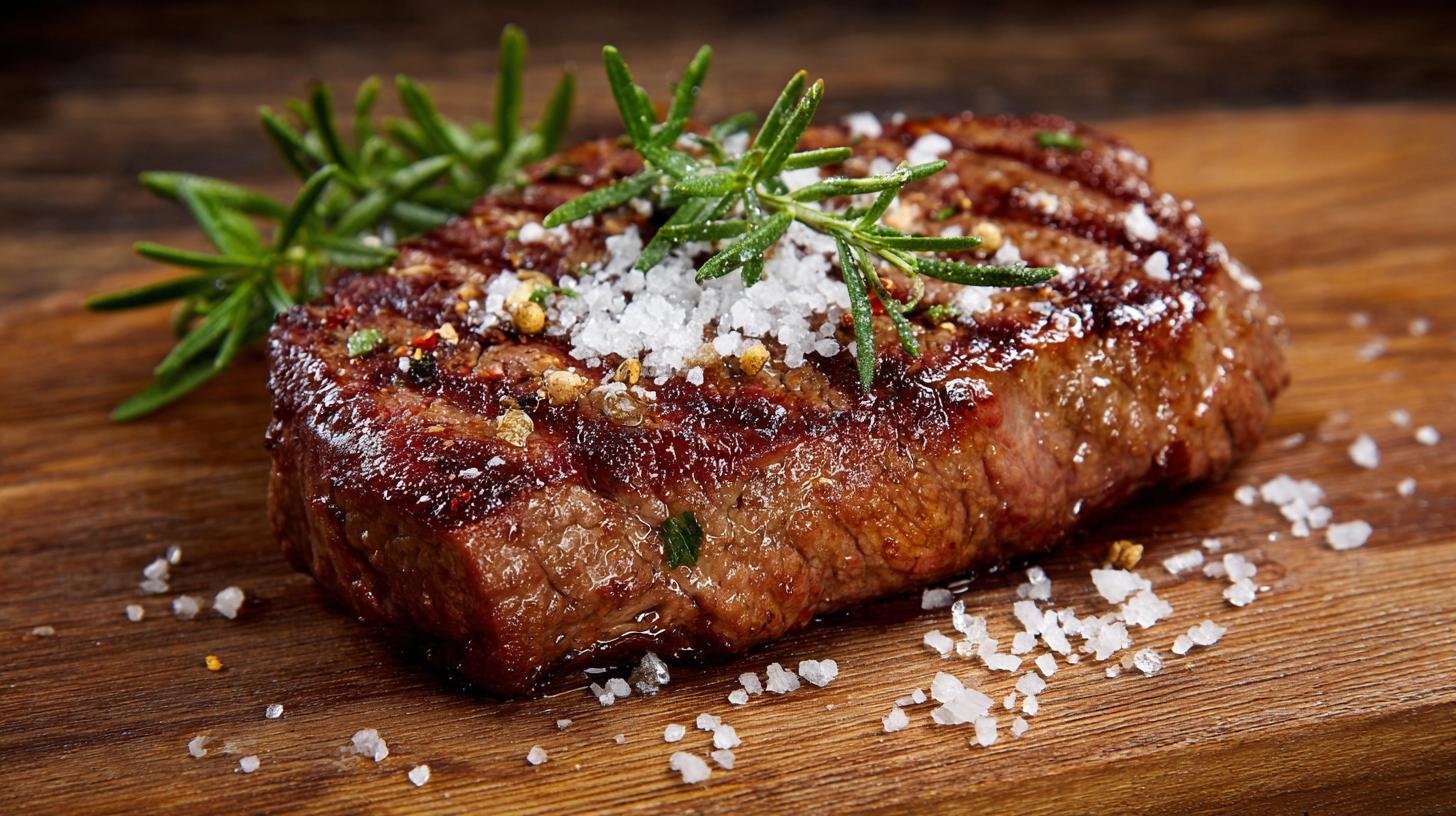 Hovězí steak na grilu: steak, sůl, pepř pro šťavnatost 1 Hovězí steak na grilu: steak, sůl, pepř pro šťavnatost