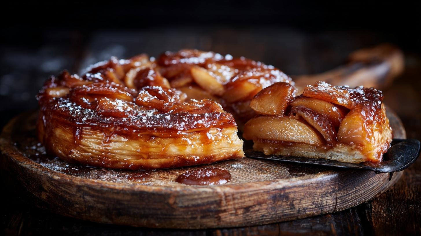 Karamelové tarte tatin s jablky, cukrem a listovým těstem. Ingredience a chytré zkratky