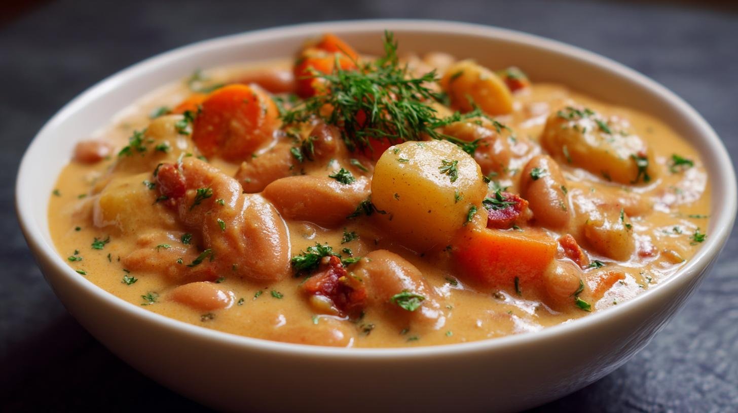 Smetanové fazole s mrkví a bramborami jako levné řešení večeře