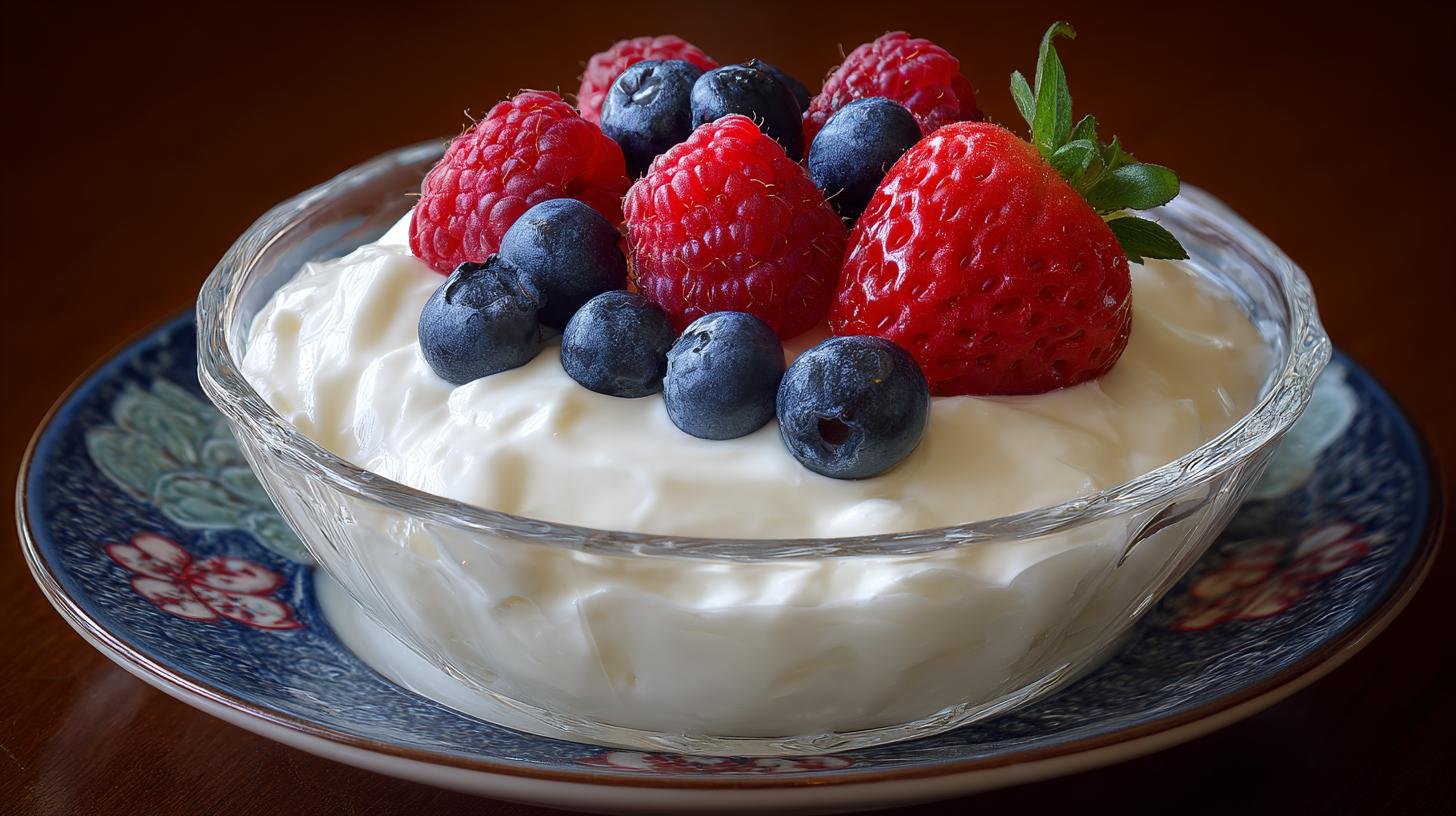 Jogurtový vanilkový krém s ovocem pro snadný dezert