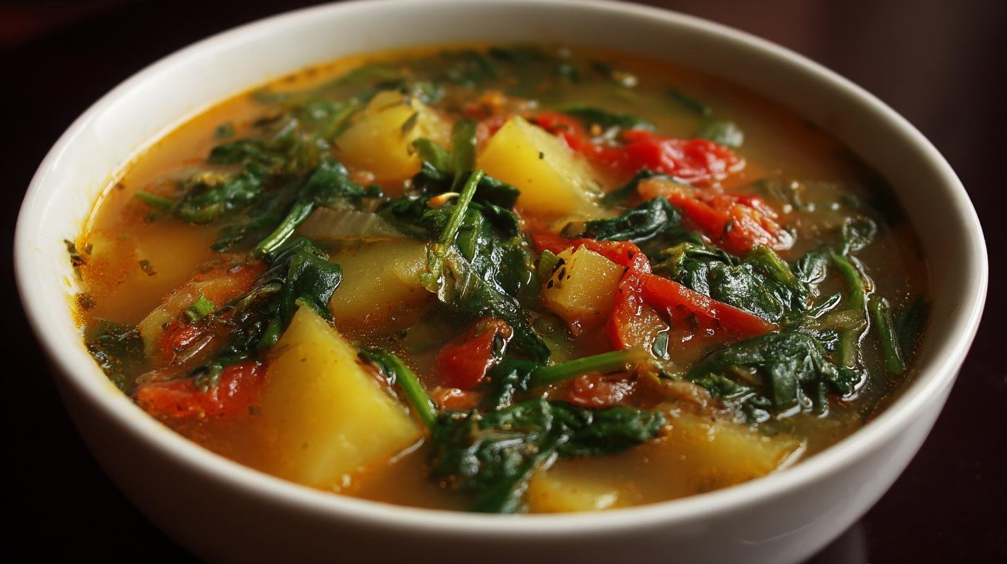 Zeleninová polévka s brambory a špenátem bez jediné chyby