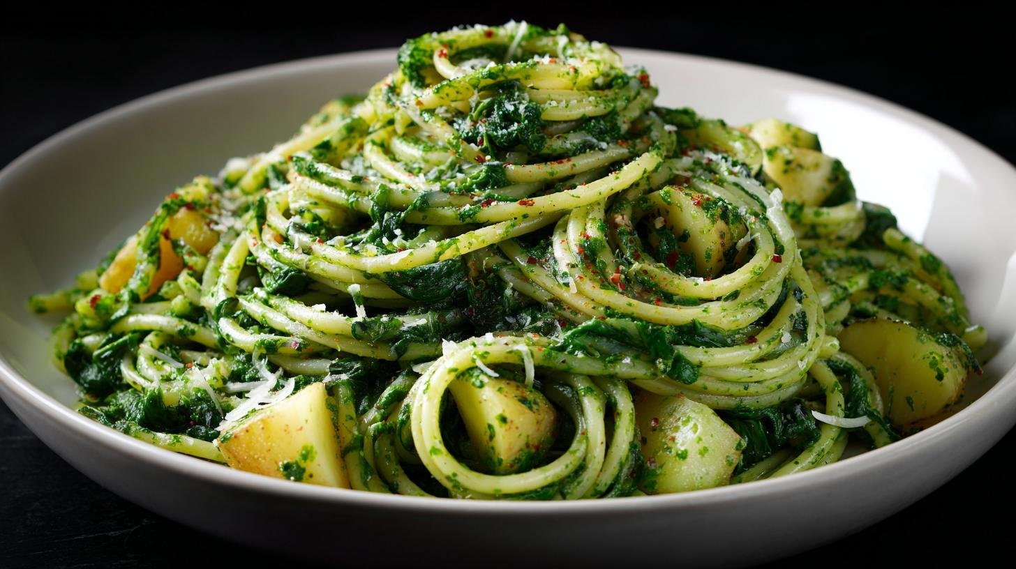 Klasické špenátové těstoviny s máslem a bramborami bez složitostí