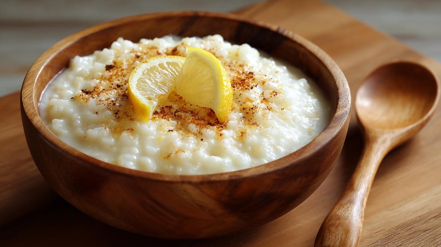 Rýžový pudink z mléka, vanilky a citronu bez hrudek