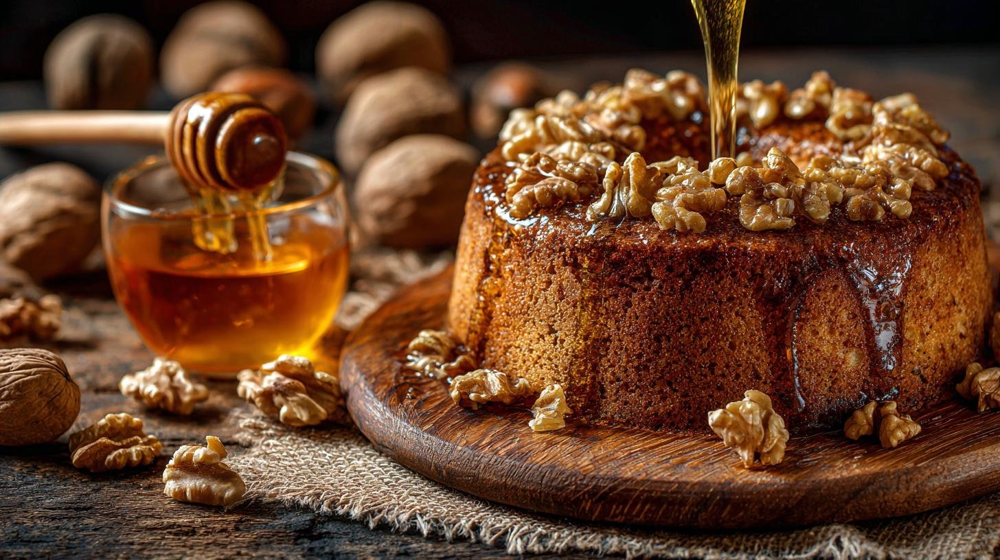 Vlašské ořechy a med — koláč, který voní jako podzim. Proč právě vlašské ořechy a med?