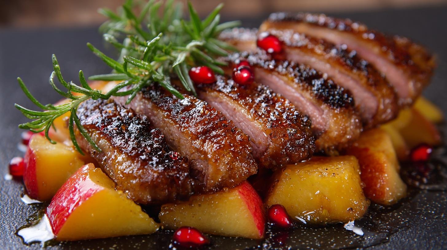 Pečené kachní prso s medem a jablky – kombinace, která překvapí