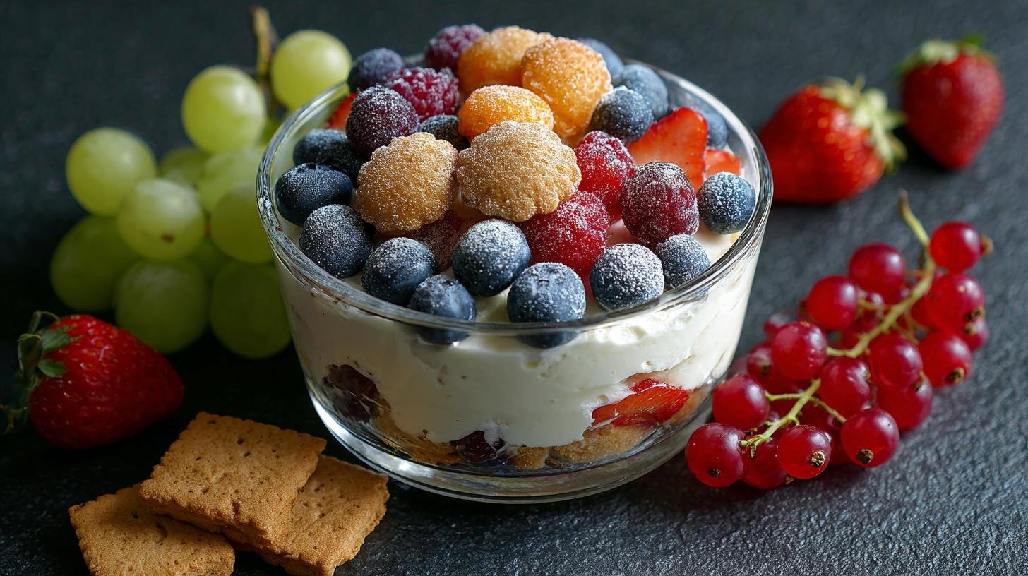 Tvarohový dezert s ovocem a sušenkami bez pečení. Jednoduchý postup a tajný trik