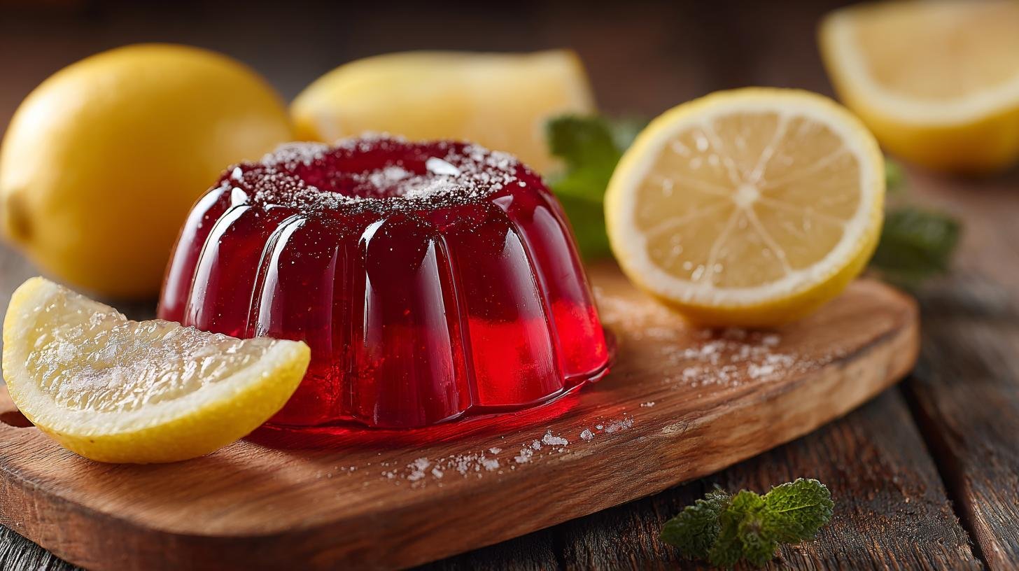 Ovocné želé s citronem a cukrem pro rychlý domácí dezert. Rychlý postup krok za krokem