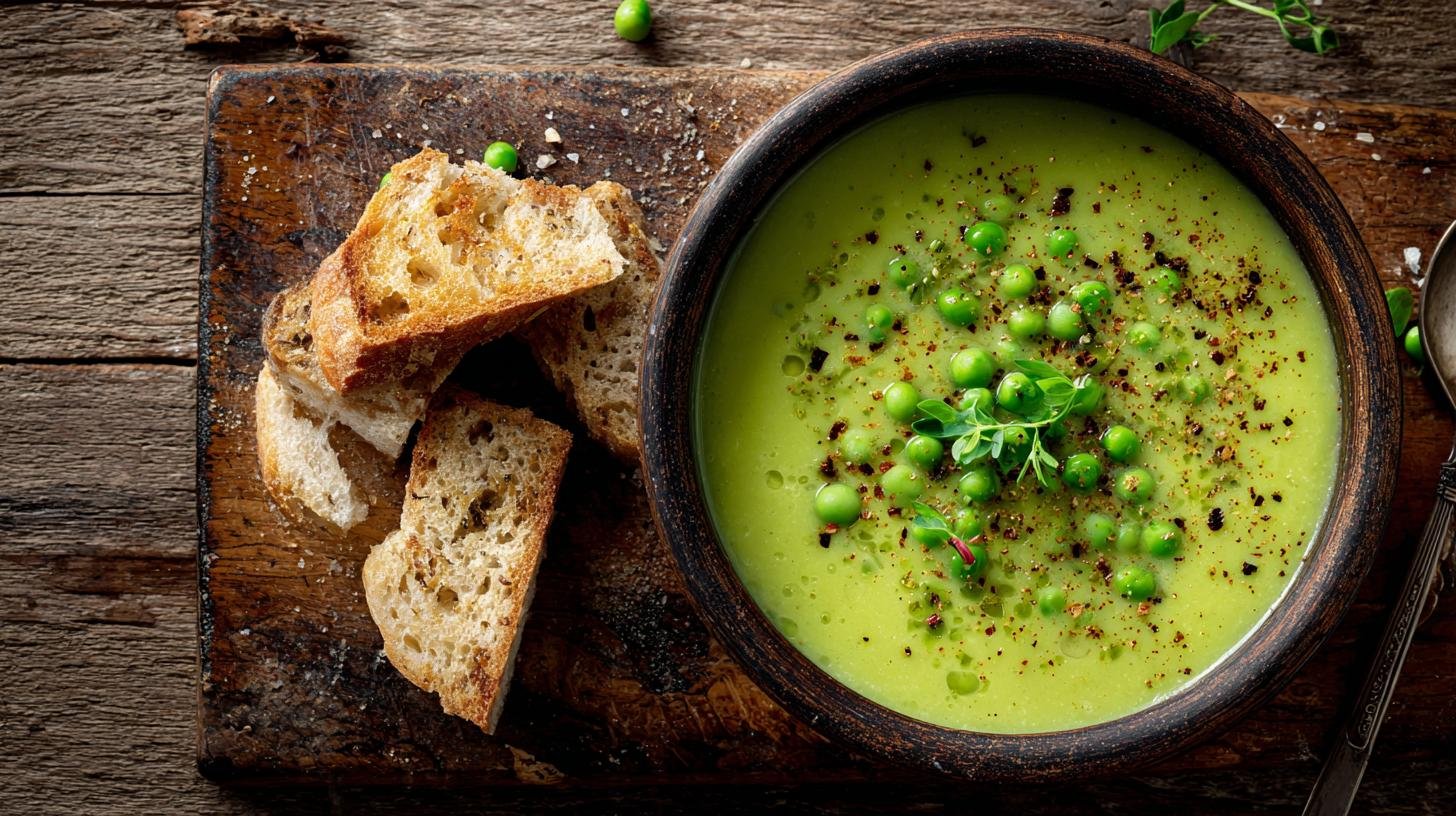 Hrášková polévka s bramborami a česnekem, která chutná jinak 9 Hrášková polévka s bramborami a česnekem, která chutná jinak