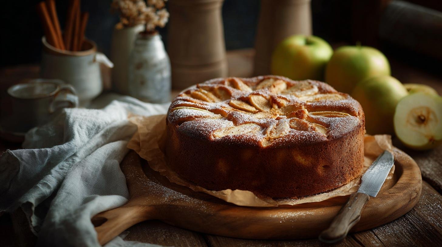 Domácí koláč s jablky a skořicí správným způsobem měkčí. Konečný nádech: servírování a vonný trik