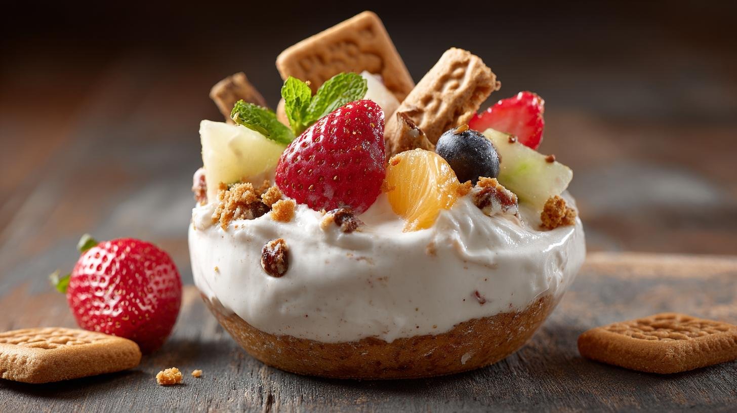 Tvarohový dezert s ovocem a sušenkami bez pečení