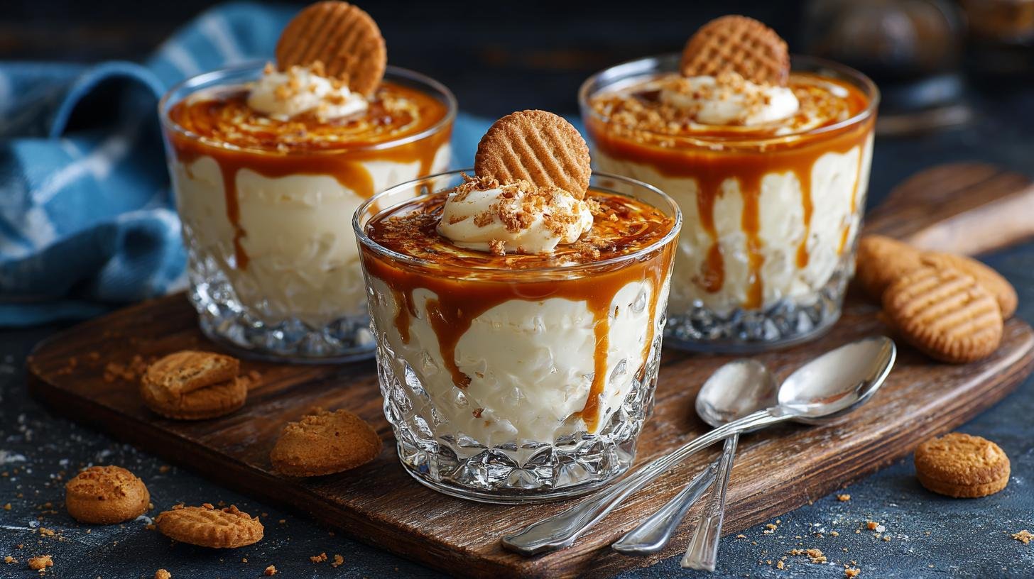 Vanilkový pudink s karamelem, mlékem a máslovými sušenkami. Postup krok za krokem