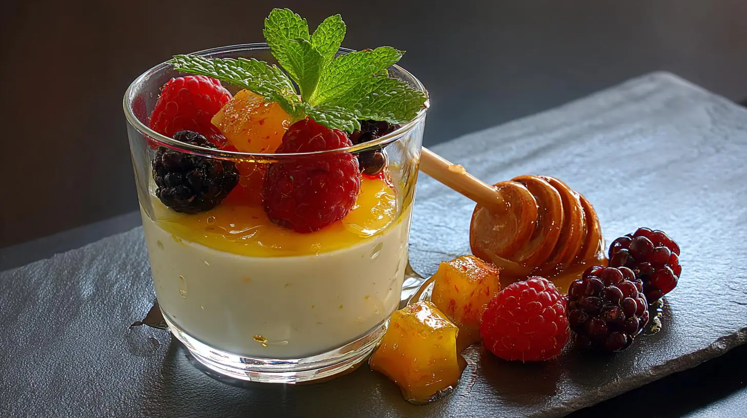 Jogurtový dezert s medem a ovocem: rychlá sladkost po večeři