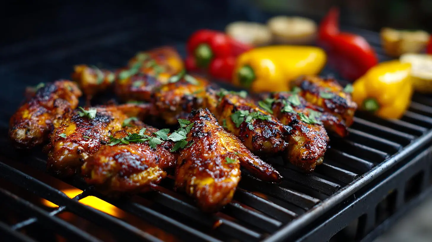 Gril na balkón: kuřecí křídla, papriky a olivový olej rychle