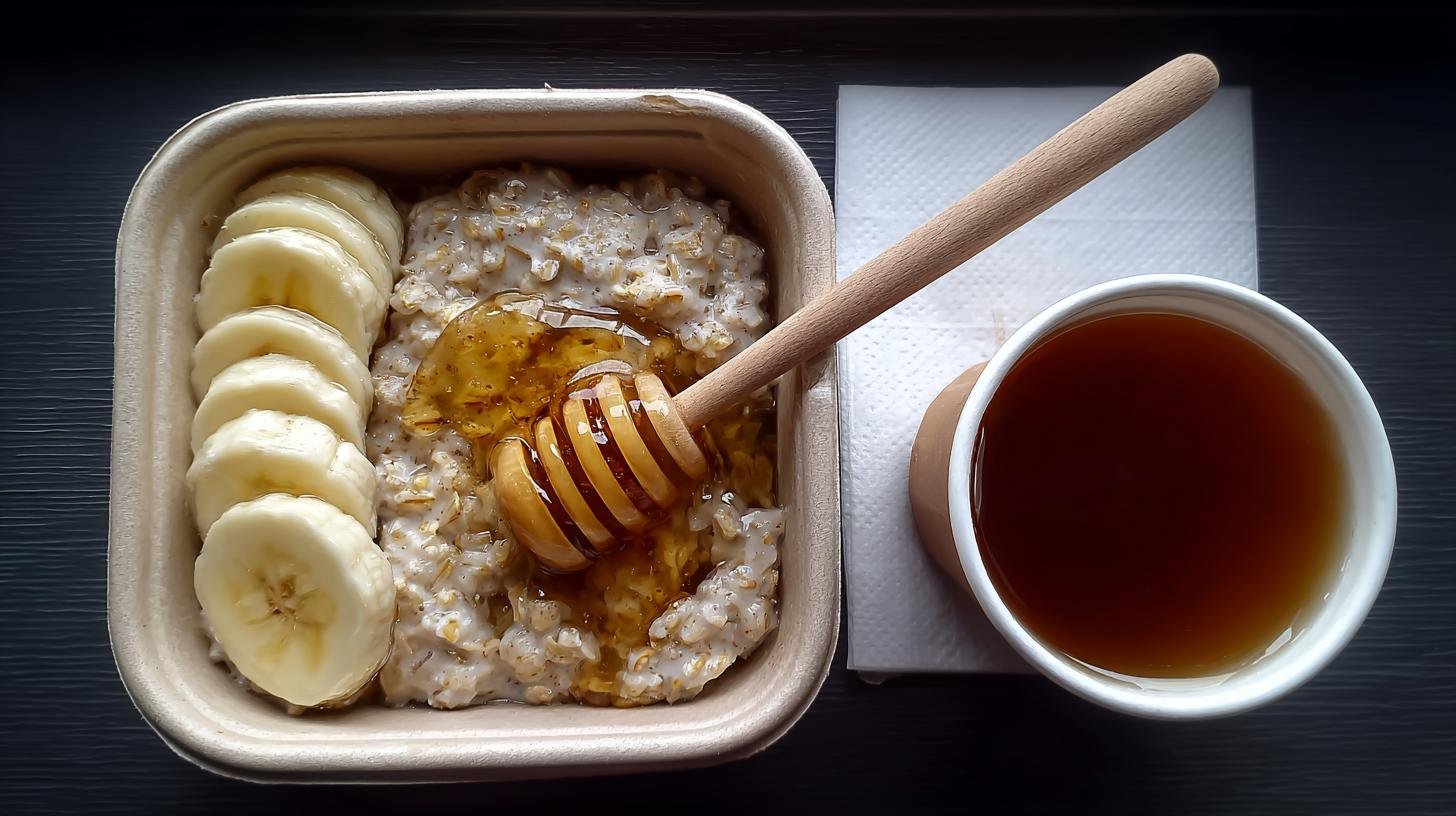 Snídaně na cestu: ovesné vločky, banán a med v krabičce
