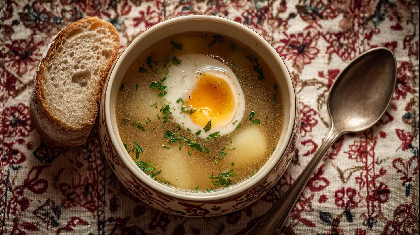 Česnečka s brambory a vejcem jako rychlá domácí volba