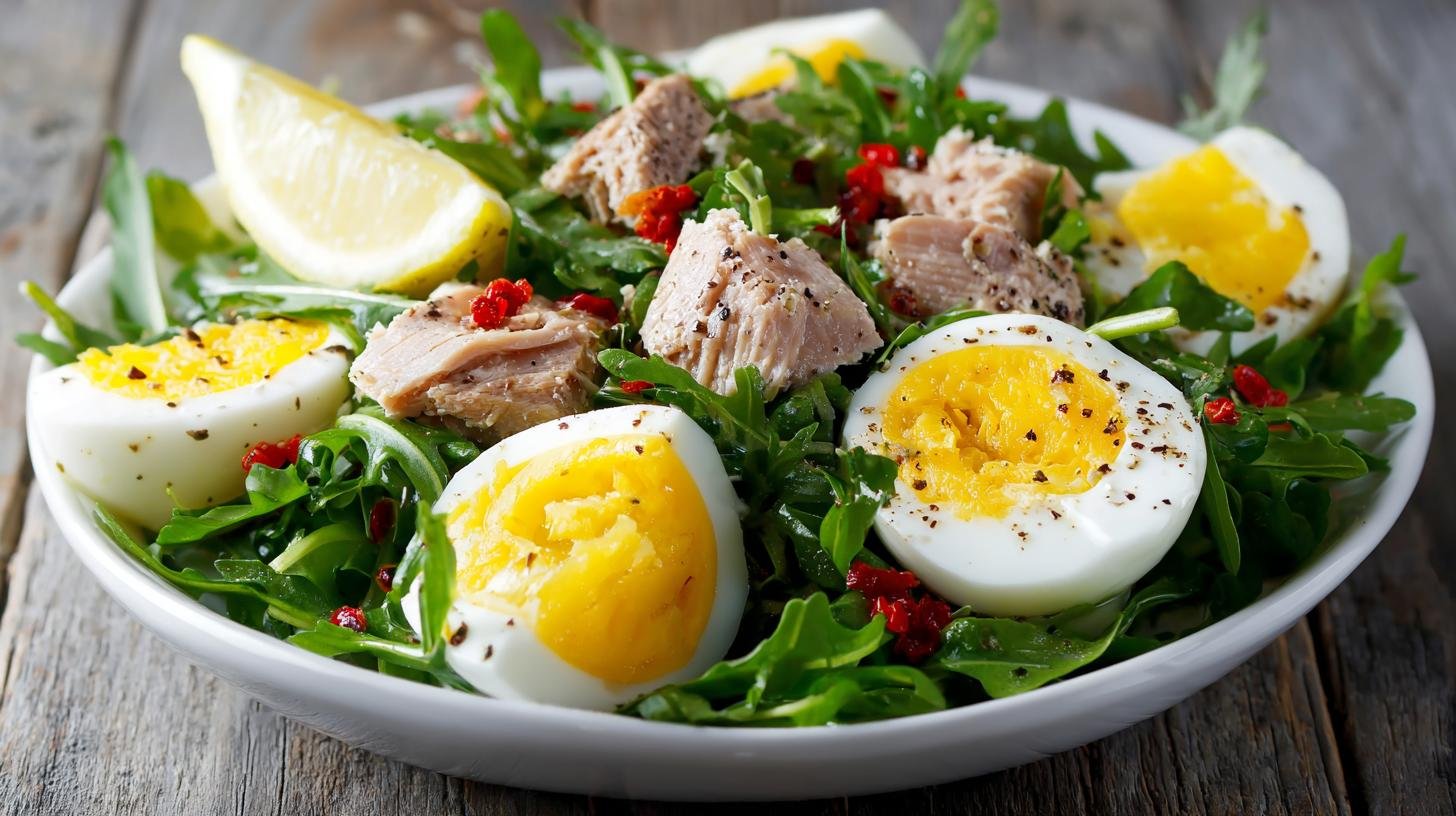 Salát na hubnutí: rukola, tuňák, vařené vejce a citron. Jak to pomáhá při hubnutí