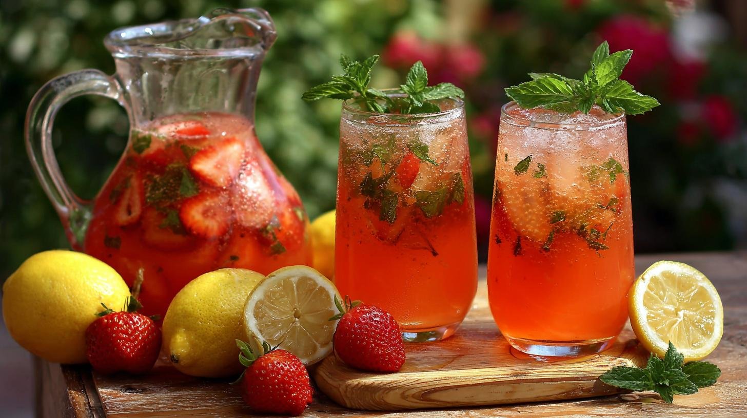 Domácí limonáda jahoda, citron a máta pro okamžité osvěžení. Tipy, které ušetří čas i peníze