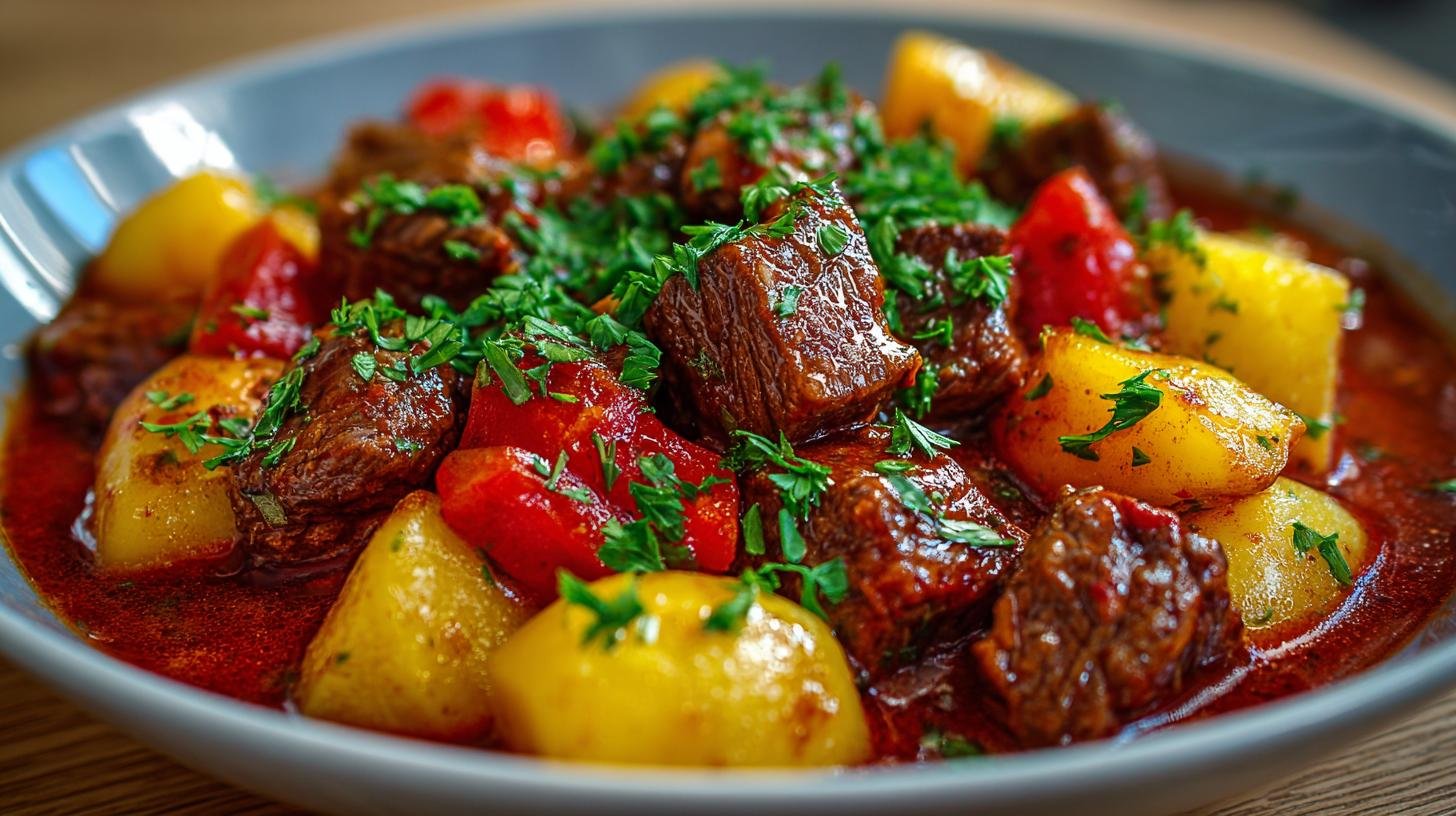 Šťavnatý hovězí guláš s brambory za 30 minut