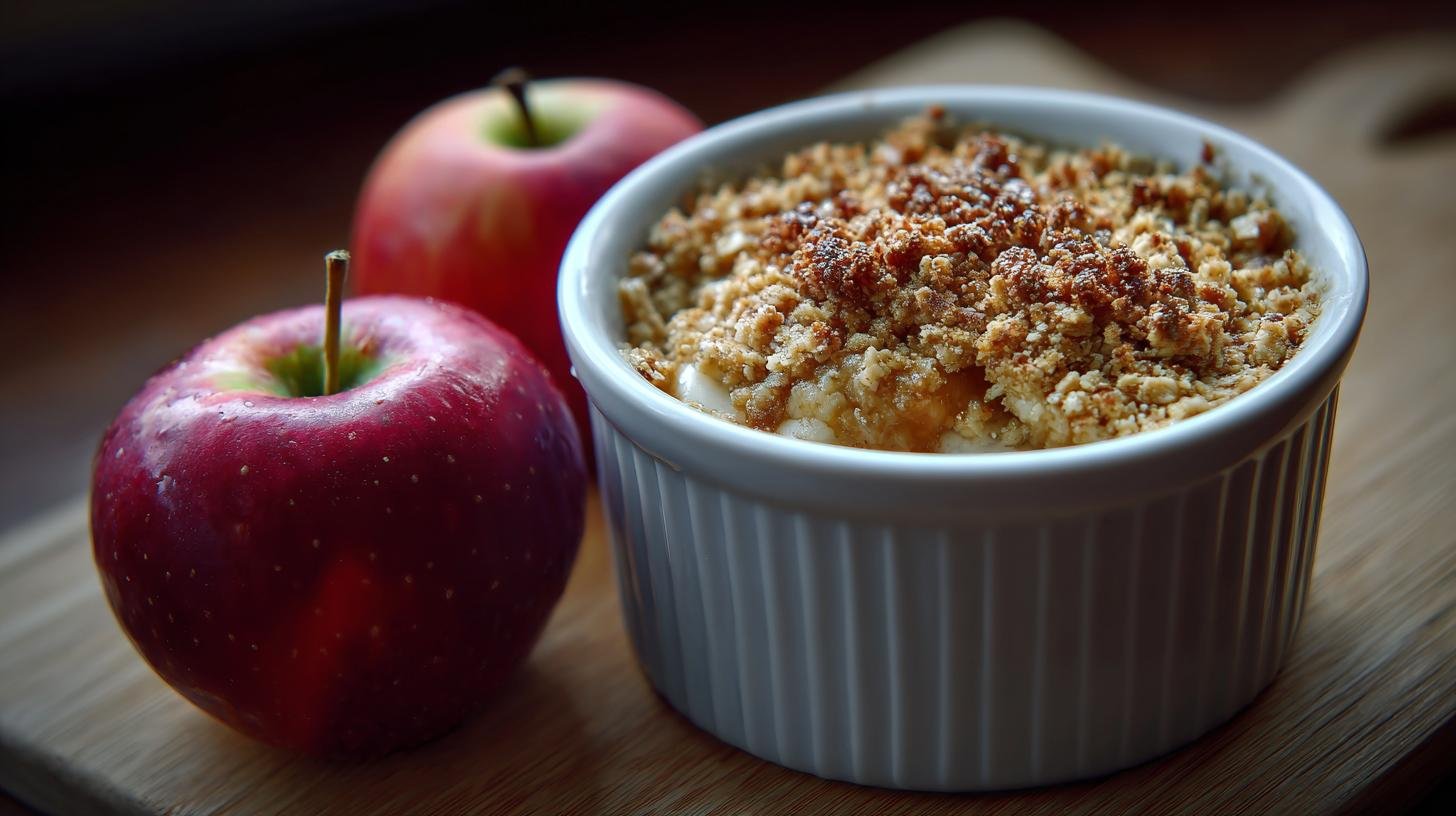Jablečný crumble: jablka, skořice a ovesné vločky pro jednoduchý dezert. Varianty a malé tajemství