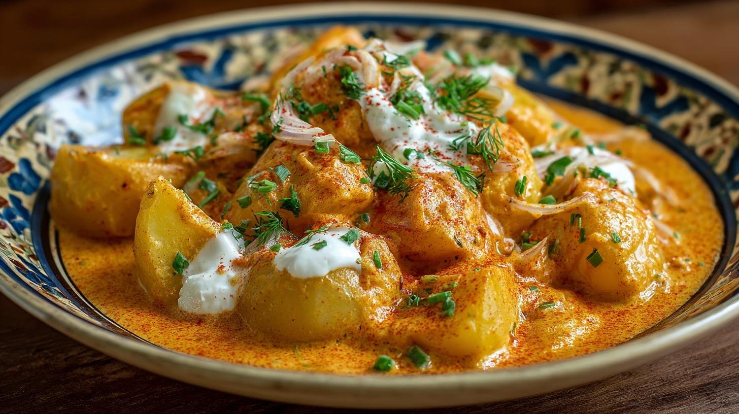 Domácí brambory na paprice s smetanou a cibulí snadno a rychle