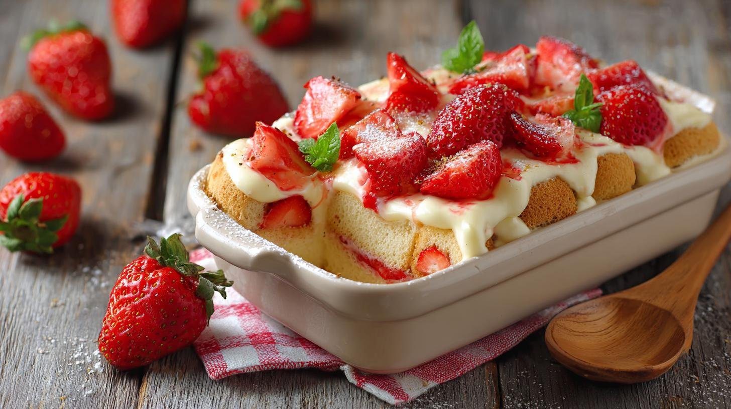 Nepečený dezert z piškotů, tvarohu a jahod pro líné dny