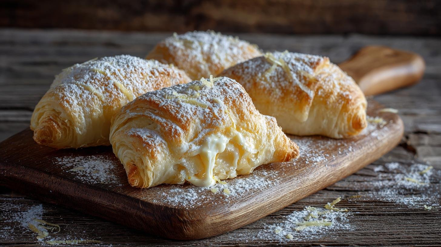 Šátečky z listového těsta s tvarohem, cukrem a citronovou kůrou. Rychlý postup krok za krokem