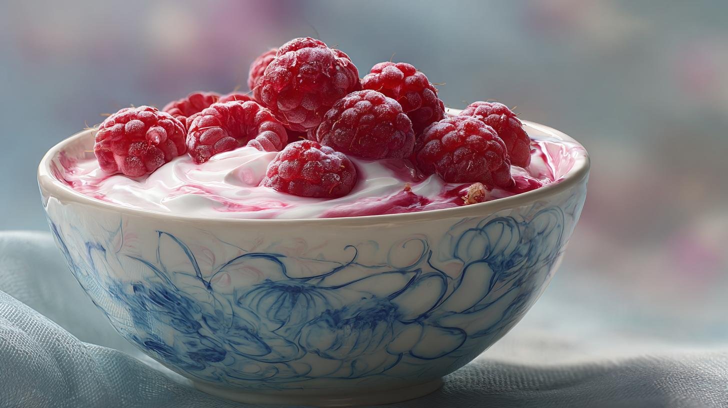 Malinová krémová mísa s mlékem a cukrem bez složitostí