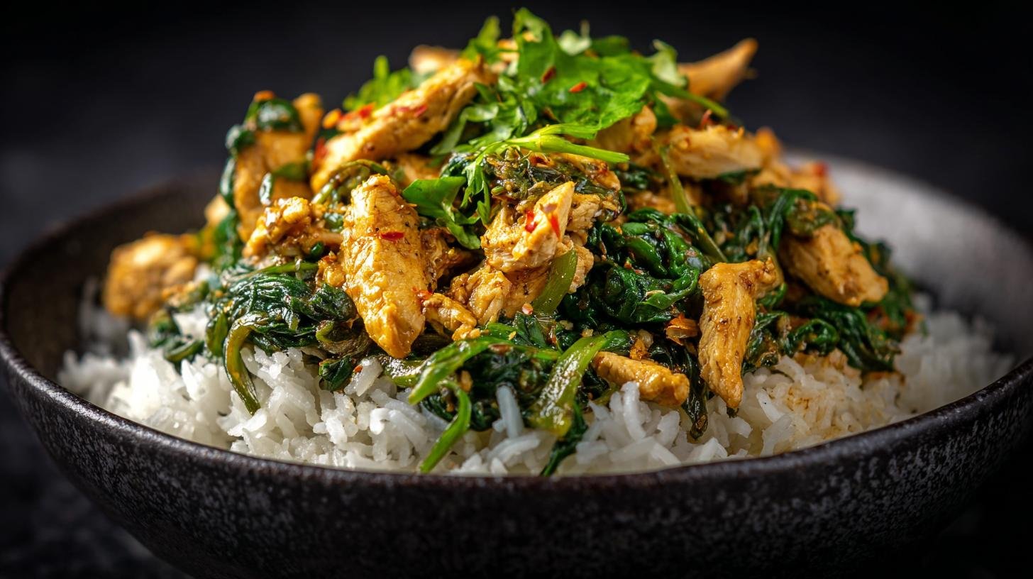 Kuřecí směs s rýží a špenátem jako rychlé všední řešení