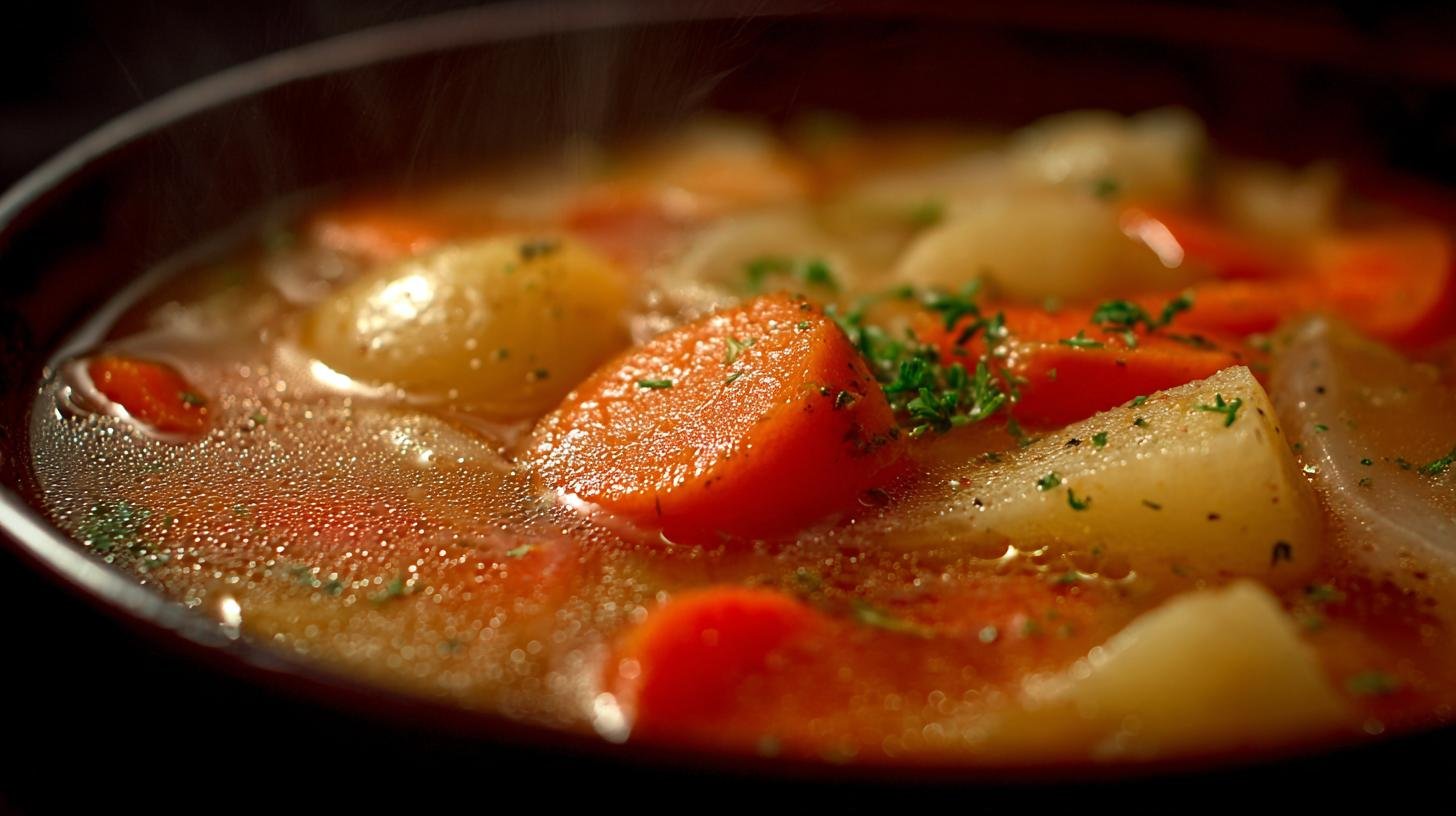 Rychlá zeleninová polévka z mrkve, brambor a cibule bez chyb 3 Rychlá zeleninová polévka z mrkve, brambor a cibule bez chyb