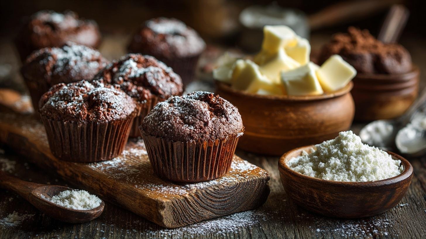 Kakaové muffiny s moukou, máslem a smetanou pro rychlé pečení