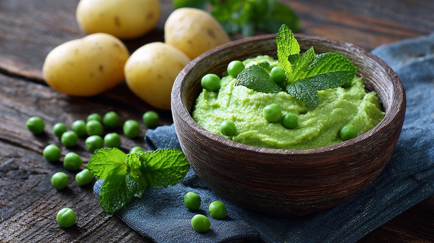 Hráškový krém s mintou a bramborami: protein, vláknina, chuť