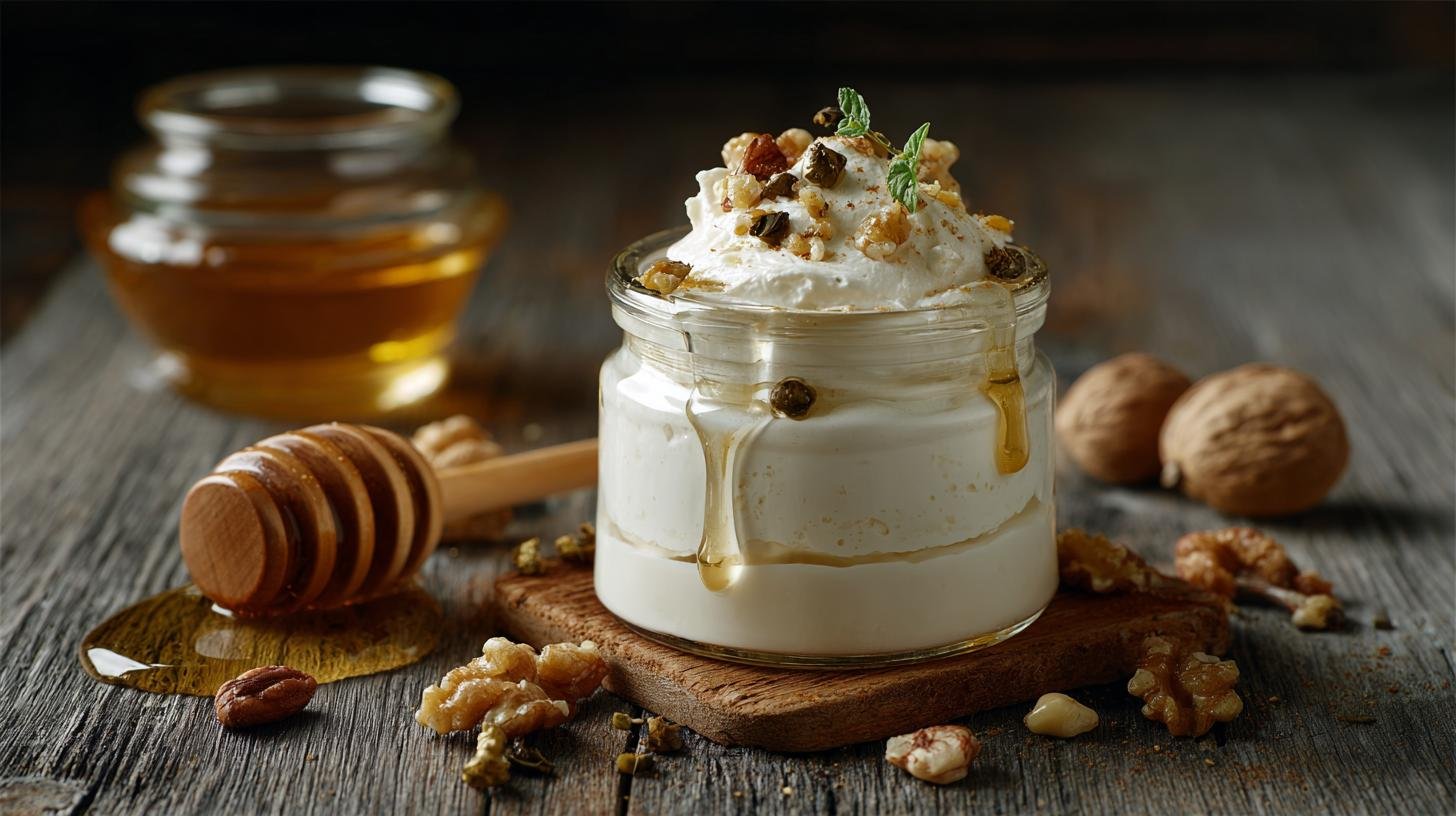 Sladký nepečený krém z jogurtu, medu a ořechů do skleničky. Ingredience a rychlý postup