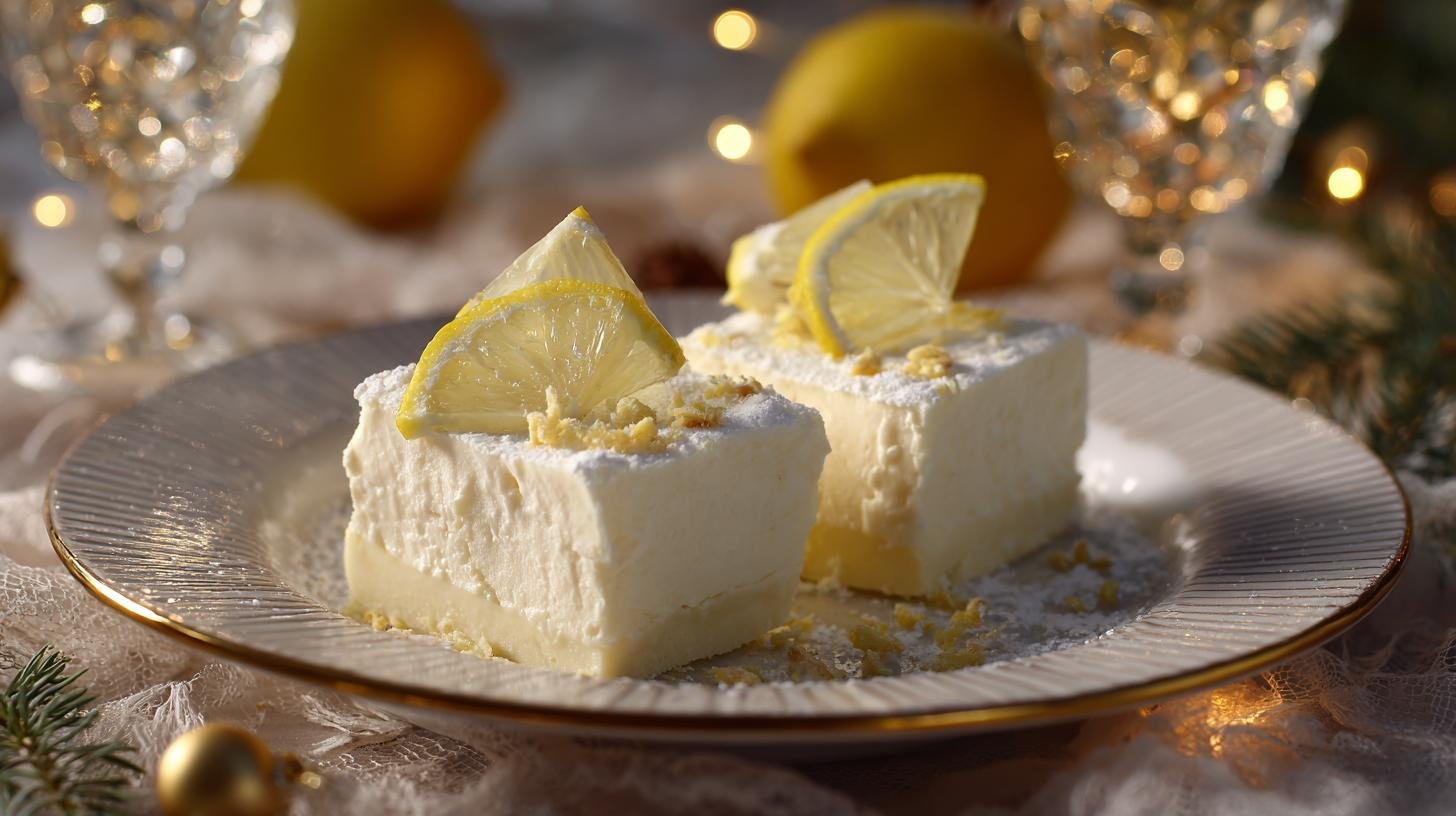 Tvarohové řezy s citronem a máslem jako elegantní slavnostní dezert. Tajné triky a variace